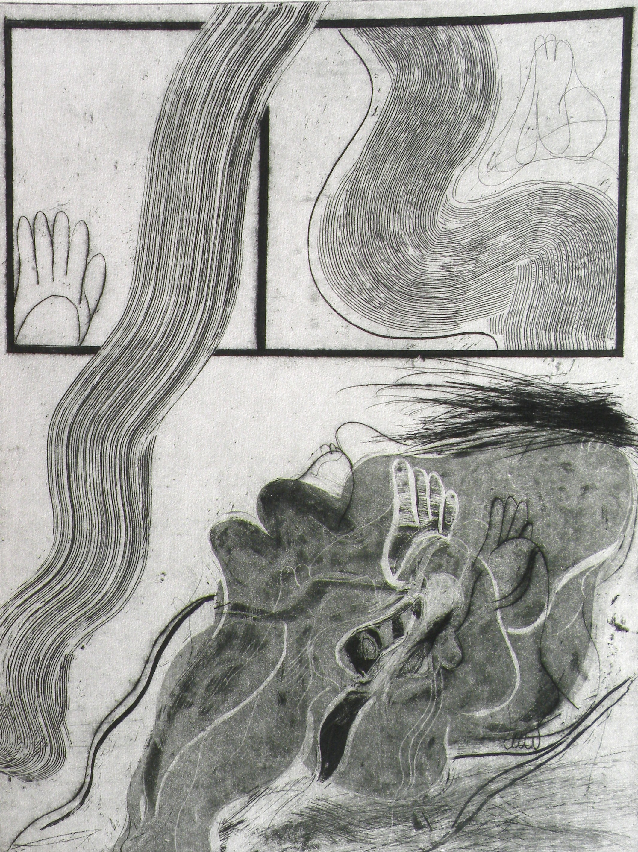 kaum Ueberlebenschancen, 1968, Radierung, 39x29cm