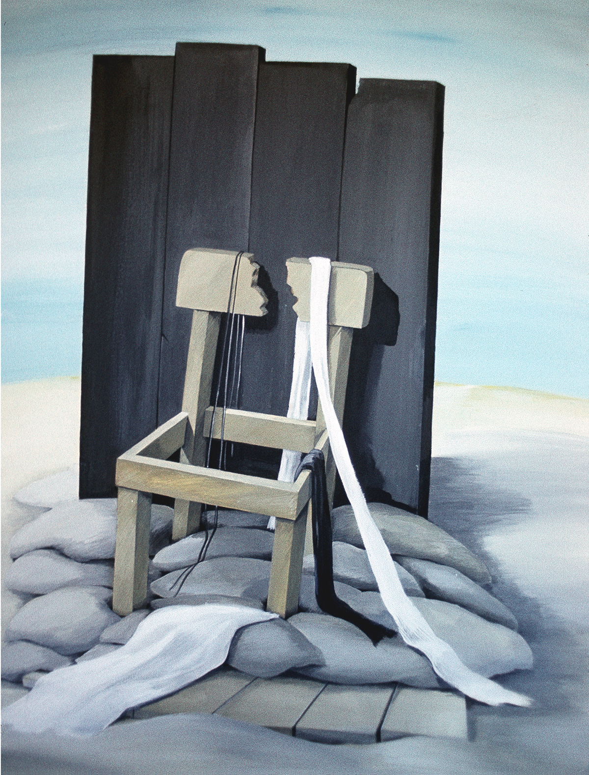 Stuhl geschützt, 1981, Acryl auf Leinwand, 100x75cm