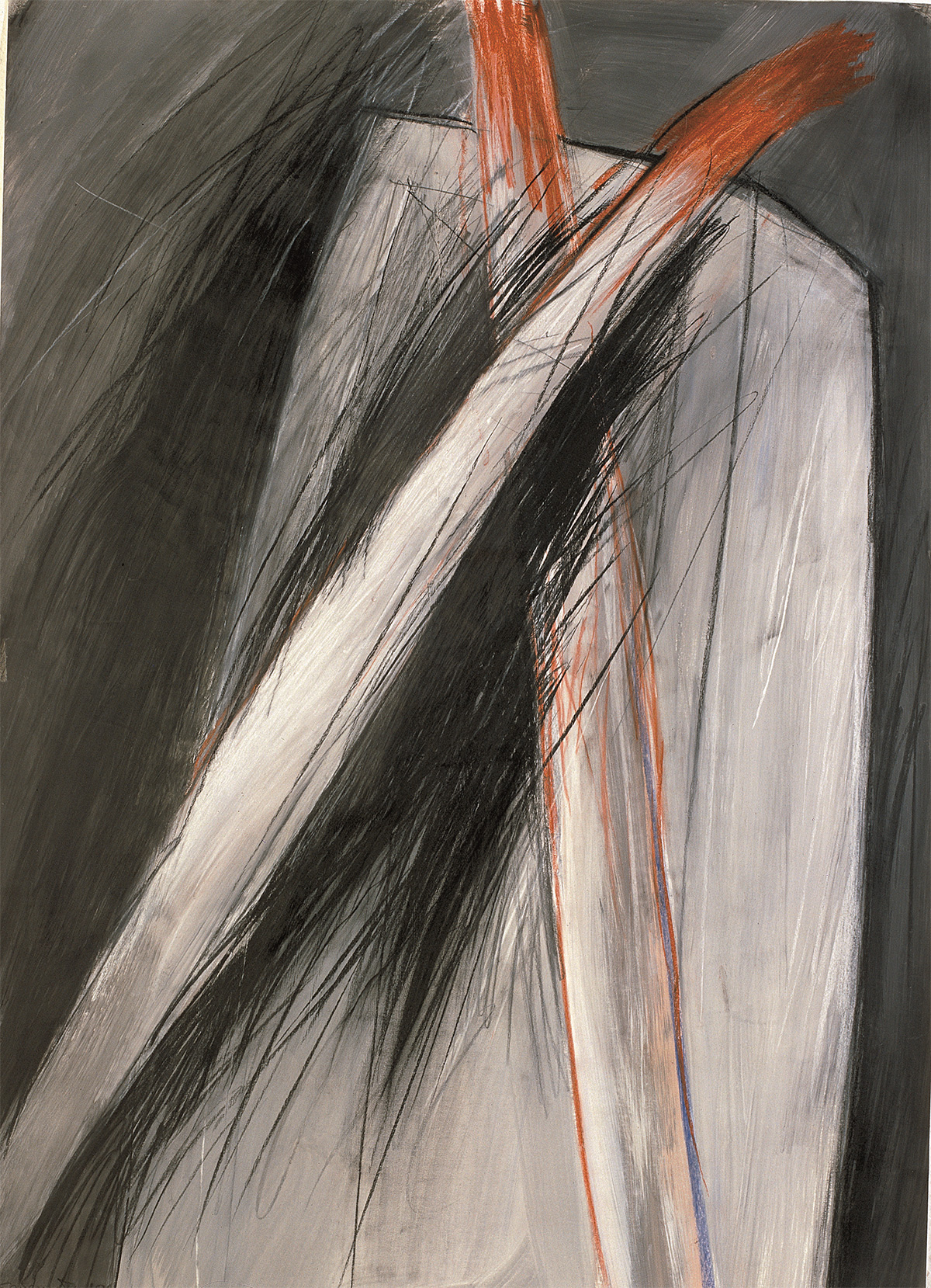 Versperrt I, 1986, Acryl Kreiden auf Papier, 100x70cm