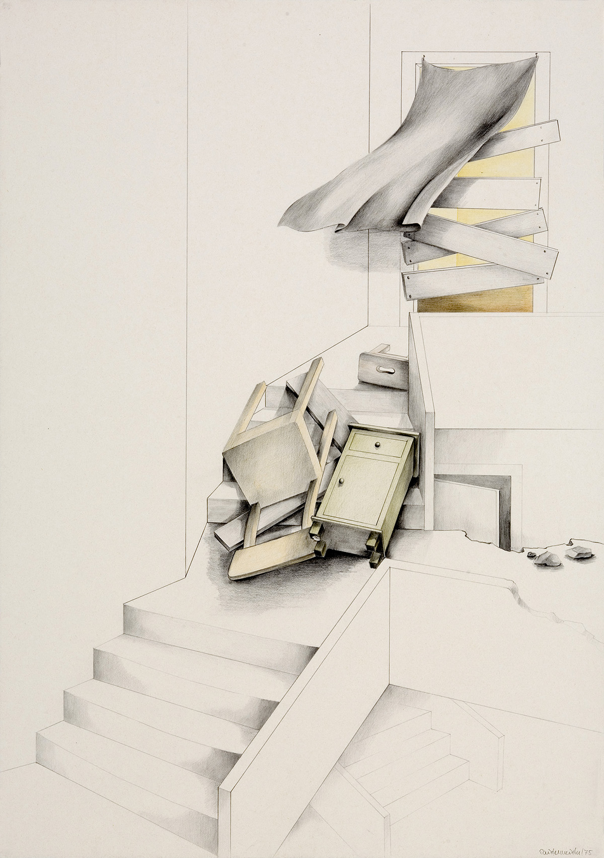 1975 Die Treppe III Zeichnung 61x43cm