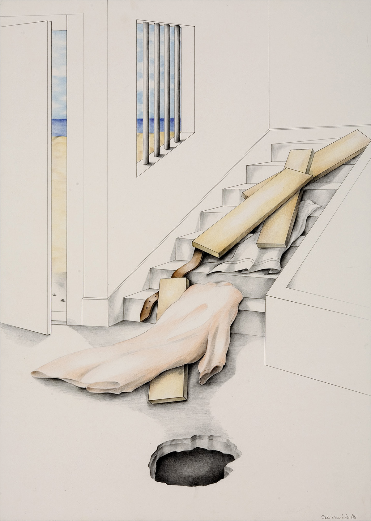 1975 Die Treppe II Zeichnung 61x43cm